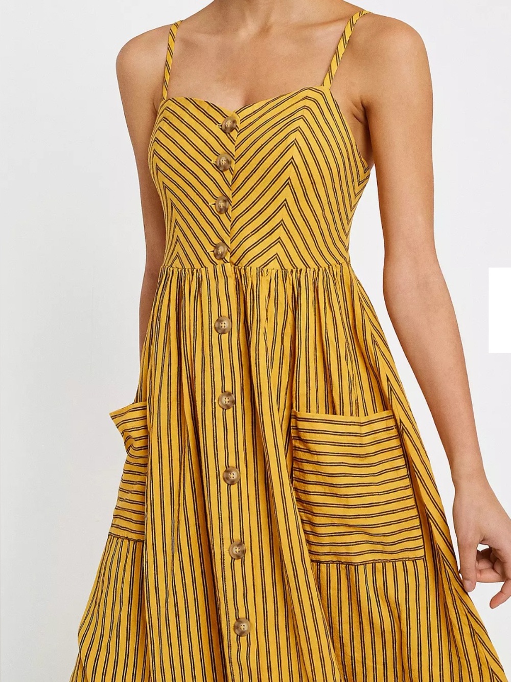 Japna Mustard Yellow Striped Midi Dress - Picture 4 of 6